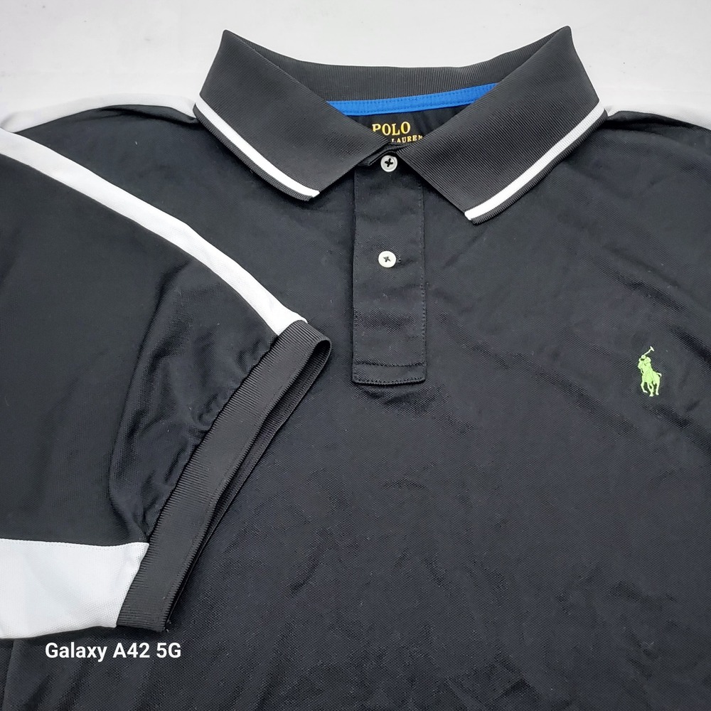 Polo Ralph Lauren Performance Mens XB Big Black White Stripe Polo Shirt
